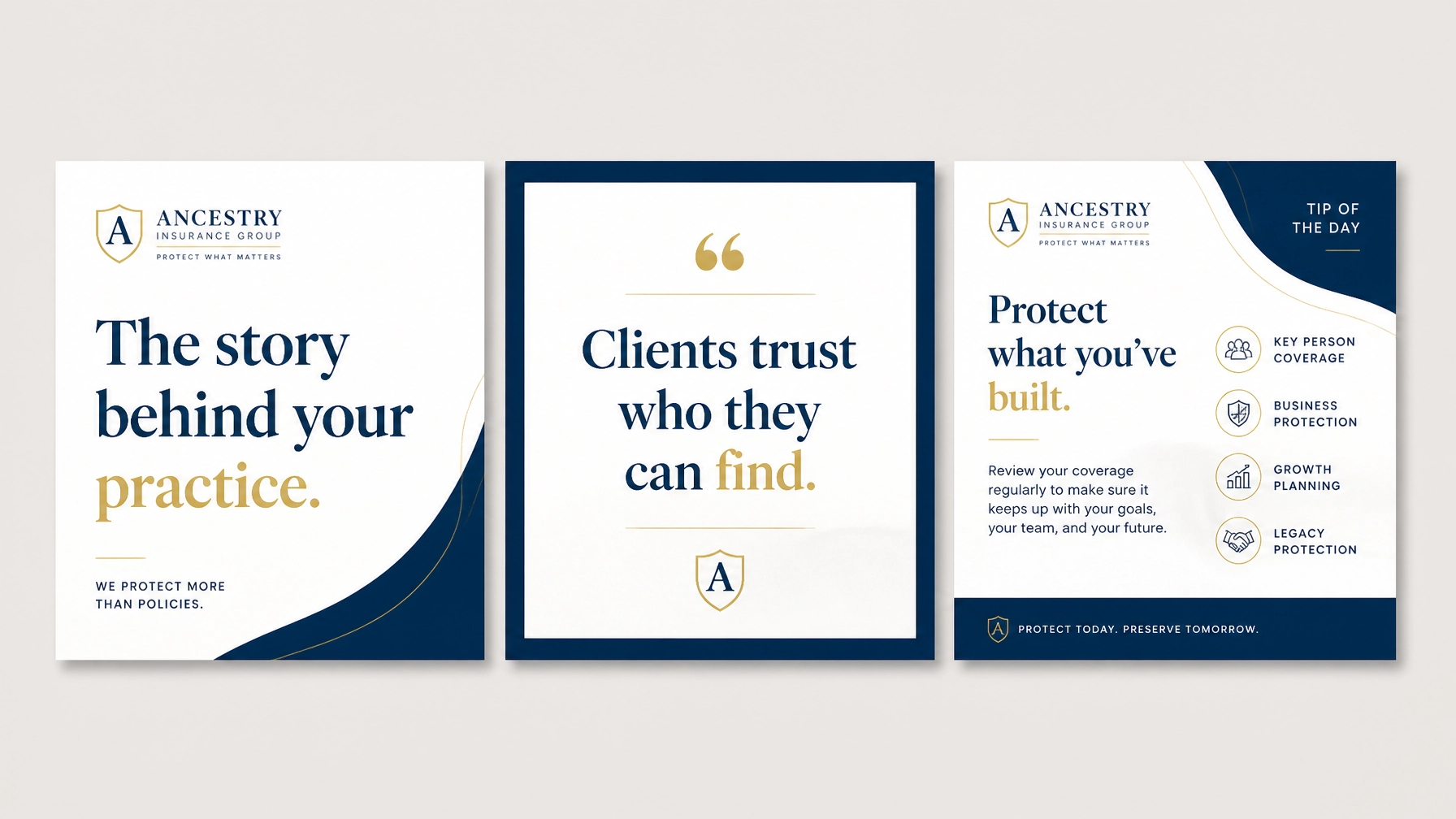 A three-post social media series for an insurance group